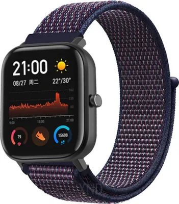 Produktbild von Strap-it Xiaomi Amazfit GTS Nylonarmband (Lila-Blau)