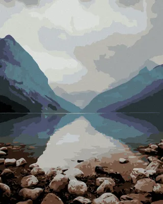 Obrázek produktu pro Zuty - Malování podle čísel - JEZERO A HORY, 40x50 cm, bez rámu a bez vypnutí plátna