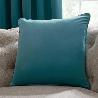 Samtkissen 43x43 cm mit Füllung - Tealblau - Luxus Wohnkissen