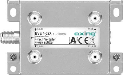 Produktbild von Axing BVE00402X, Kabelsplitter, 75 Ohm, 5 - 1800 MHz, Aluminium, Weiblich, A