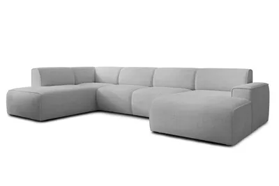 Image de AX LIVING Canapé XXL forme U Didim gris clair largeur 378cm moderne & généreux G