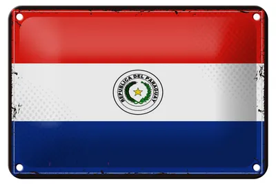 Produktbild von Blechschild Flagge Paraguays 18x12cm Retro Flag of Paraguay Dekoration
