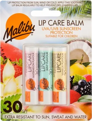 Image de Baume à lèvres Malibu, protection UVA-UVB, ensemble, SPF30