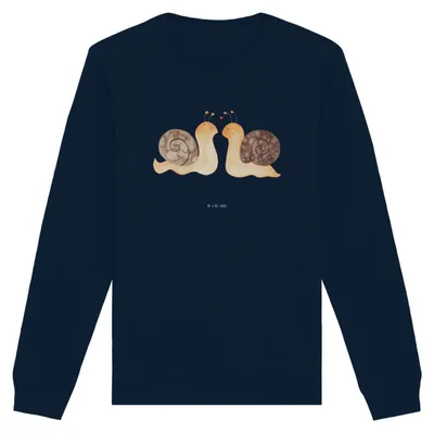 Produktbild von Mr. & Mrs. Panda Baumwoll Pullover Schnecken Liebe Größe L - French Navy - Geschenk, Paar, Verliebt, Pulli, glücklich, Sweater, Nachhaltiger, Pärchen, Zufrieden, Freundin