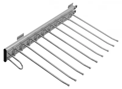 Ausziehbarer Hosenbügel, 9 Haken, abnehmbar, Silber, Metall