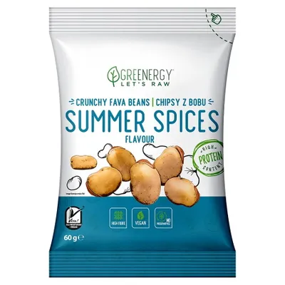 Produktbild von Saubohnenchips mit Sommergewürzgeschmack 60g Greenergy