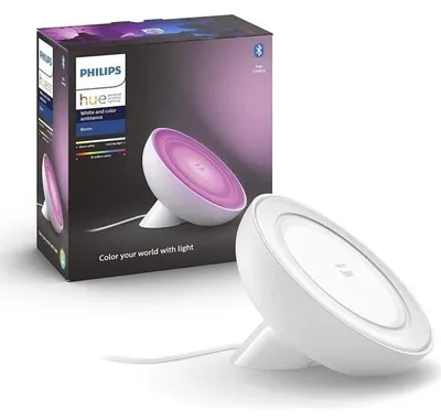 Produktbild von Philips Hue White and Color ambiance Bloom Tischleuchte weiß, Intelligente Tischleuchte, Bluetooth/Zigbee, Weiß, Integrierte LED, Metall, Nicht austauschbare(s) Leuchtmittel
