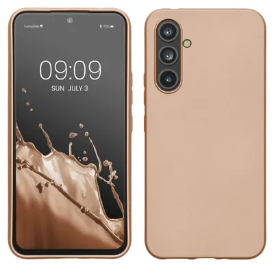 Produktbild von kwmobile Handyhülle für Samsung Galaxy A54 5G Hülle - Silikon Case metallisch schimmernd - Schutzhülle Cover - Metallic Gold