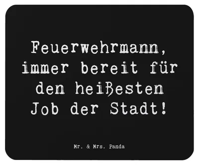 Produktbild von Mr. & Mrs. Panda Mousepad Spruch Feuerwehrmann Held - Schwarz - Geschenk, Tapferkeit, Beruf, Berufsretter, Feuerwehrfrau, pc, Mauspad, Geschenke mit Herz, mutiger Einsatz