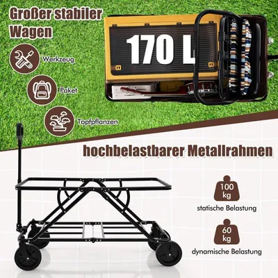 Obrázek produktu pro Skládací vozík s nastavitelnou rukojetí, objem 170 l