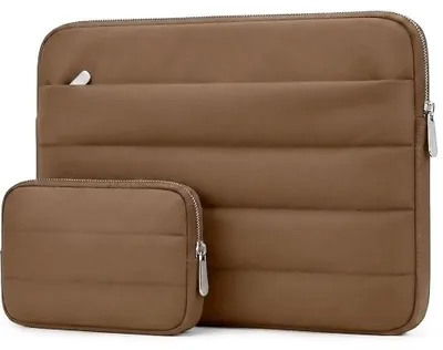 Image de Housse Ordinateur Portable 14 Pouces avec Pochette pour MacBook Air Lenovo HP - Marron