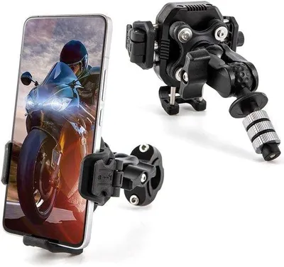 Obrázek produktu pro Držák na telefon pro motocykl s tlumičem, 2,5 cm kuličkový držák, vhodný pro telefony o velikosti 4,7–7,2 palců, univerzální