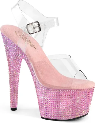 Produktbild von BEJEWELED-708RRS Damen Sandale von Pleaser, Transparent Rosa , EU 38, US 8