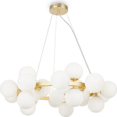 Zdjęcie produktu dla Lampa wisząca, szkło metalowe, złoty mat-biały, D 69 cm