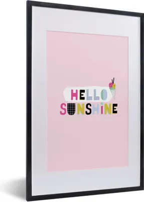 Produktbild von MuchoWow® Gerahmtes Poster Sommer - Eiscreme - Pastell - Rosa 40x60 cm - Poster mit Schwarzem Bilderrahmen Wandposter Rahmen Foto Bilder - Poster in Rahmen