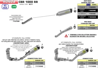 Produktbild von Tytanowy układ wydechowy ARROW RACE TECH do Hondy CBR1000RR Fireblade 2017-2019