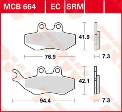 Obrázek produktu pro Kompletní brzdové destičky TRW MCB664
