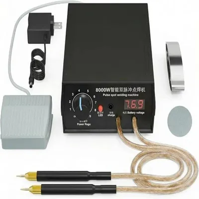 Zdjęcie produktu dla Spawarka punktowa 8000W - Przenośna spawarka akumulatorowa - Moc 1200A - Regulowane poziomy spawania - Do akumulatorów 18650 - Przenośna - Kolor: 8000W