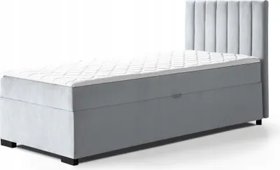 Produktbild von Bett Boxspringbett Continentalbett ERYK mit Bonell Matratze und Topper , Einzelbett mit Container , H3 ( 90x200 cm , Hellgrau - Mono 243 )