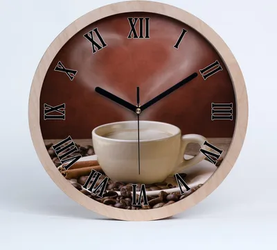 Produktbild von Holzuhr 30fi cm wanduhr - schwarze Spitzen - aromatischer Kaffee