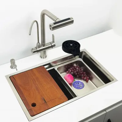 Immagine prodotto di Lavello sottotop - Lavello in acciaio inossidabile - Lavello da cucina - Lavello a una vasca - Piano lavello - 68x40 cm