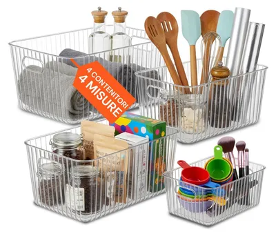 Image de Lot de 4 boîtes de rangement transparentes pour la cuisine et la salle de bain