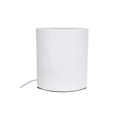 Produktbild von Gilde Lampe Ellipse "Esfera" weiß, einseitig geprickelt Fassung E14, max 40 Watt, 220-240 Volt L= 9,0 cm B= 17,0 cm H= 20,0 cm 32157