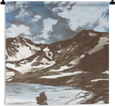 Produktbild von MuchoWow® Wandteppich Wandbehang Berg - Meer - Himmel 150x150 cm Tapisserie Dekoration Wandtuch - Wohnaccessoires - Modernes