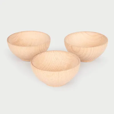 Image de TickiT Coupelles en bois naturel 92 mm - Set de 3 - Jouets éducatifs