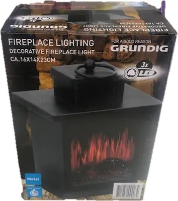 Produktbild von LED-Laterne Kamin-Optik mit Flammeneffekt - Kabellos - Batteriebetrieben - Schwarz -