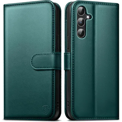 Image de Étui portefeuille en simili cuir, rabattable, pour Samsung Galaxy A54 5G, couleur verte