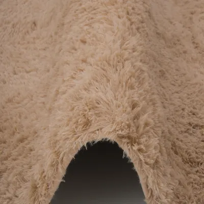 Produktbild von Fluffy Shaggy Teppich Rund – Hochflor weich & flauschig, Größe:160 cm Rund, Farbe:Beige