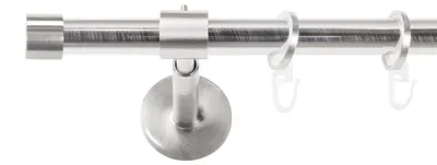 Produktbild von SN Deco Gardinenstange Brest, 19 mm, 1-läufig, Stahl, Komplett-Set mit Ringen, geschlossener Träger, 160 cm, edelstahl optik