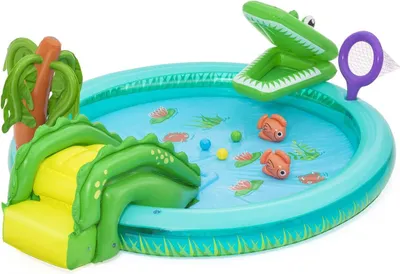 Produktbild von Bestway Aufblasbares Spielzeugbecken Krokodil 224x181x72 cm +2 Jahre Garten 53166