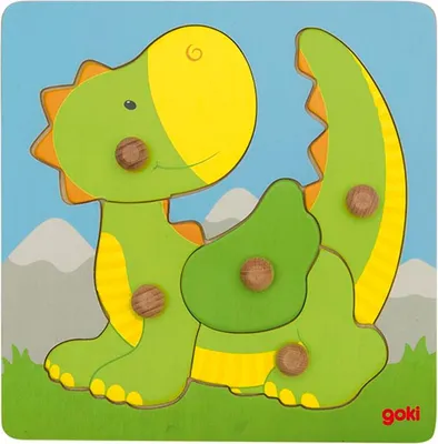 Immagine prodotto di Puzzle di bolle di legno Goki, drago, 5 pezzi.