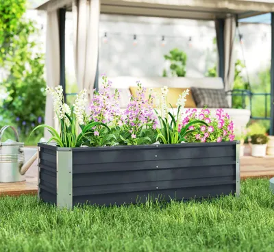 Produktbild von Hochbeet, Gartenbeet Pflanzkasten Blumenkasten Blumenkübel mit Handschuhe
