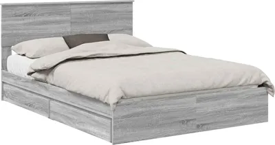 Image de Lit de Rangement Gris Sonoma 140 x 200 cm Bois d'ingénierie