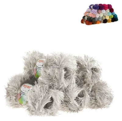 5 x 100g Strickgarn Yumos grauweiß