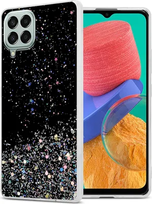 Produktbild von Cadorabo Hülle für Samsung Galaxy M33 5G in Schwarz mit Glitter Schutzhülle aus flexiblem TPU Silikon mit funkelnden Glitter Case Cover Etui Handy Hülle