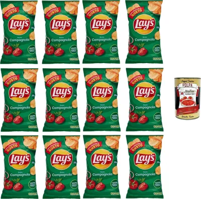 Produktbild von 12x Lay's Campagnola Chips Patatine Kartoffelchips gesalzen 133g Kartoffel chips + Italian Gourmet Polpa 400g