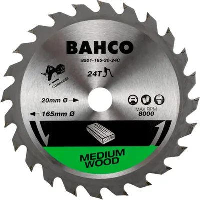 Produktbild von Bahco 24-Zähne Kreissageblätter für Akku-Kreissägen in Holz 190 mm x 10 mm