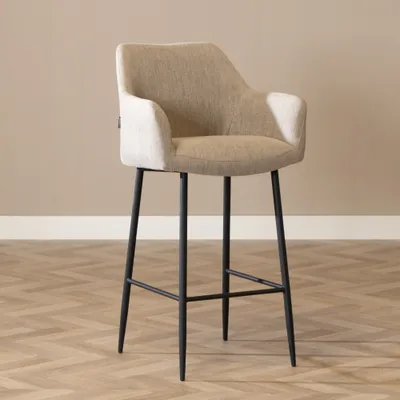 Produktbild von Bronx71 Barhocker mit Armlehne Niklas recycelter Stoff taupe 78cm