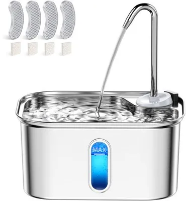 Image de Bols à eau en acier inoxydable de 2,6 l pour chats d'intérieur, sans BPA