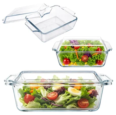 2er-Set Glas-Auflaufformen mit Deckel, 1,0 l + 1,5 l
