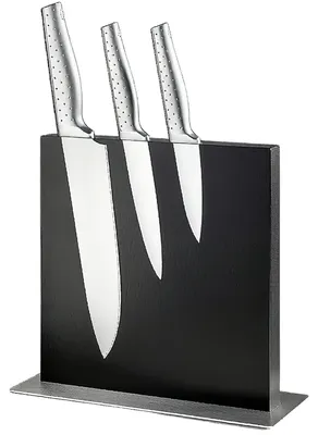 Produktbild von Magnetischer Messerblock Edelstahl Schwarz Doppelseitig Freistehend
