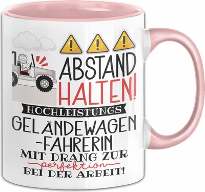 Produktbild von Geländewagenfahrerin Tasse Geschenk Lustig Abstand Halten Hochleistungs-Geländewagenfahrerin Mit Drang Zur Perfektion Bei Der Arbeit (Rosa)