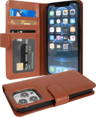Immagine prodotto di Cadorabo custodia per Apple iPhone 13 PRO in marrone cover posteriore telefono cellulare protettivo copertura libro custodia libretto slot per schede