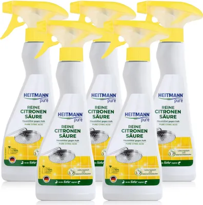 Produktbild von Heitmann pure Reine Citronen Säure Sprayflasche 500ml gegen Kalk (5er Pack)
