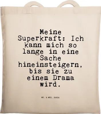 Produktbild von Mr. & Mrs. Panda Tote Bag Meine Superkraft: Ich kann... - Transparent - Geschenk, Spruch Sprüche Weisheiten Zitate Lustig Weisheit Worte, Tasche, Frau, Mann, Laptoptasche