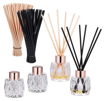 4er-Set leere Duftflaschen mit 100 Rattanstäben, 50 ml, Glas